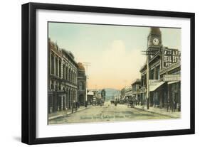View of a Business Street - San Luis Obispo, CA-Lantern Press-Framed Art Print