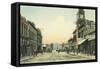 View of a Business Street - San Luis Obispo, CA-Lantern Press-Framed Stretched Canvas