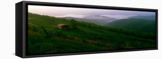 View of a Cabin on a Mountain, Buffalo River, Ozark National Forest, Ozark Mountains, Arkansas, USA-null-Framed Stretched Canvas