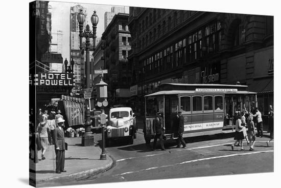 View of a Cable Car on Powell and Market Streets - San Francisco, CA-Lantern Press-Stretched Canvas