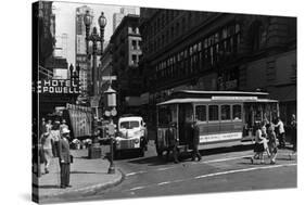View of a Cable Car on Powell and Market Streets - San Francisco, CA-Lantern Press-Stretched Canvas