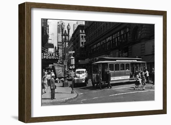 View of a Cable Car on Powell and Market Streets - San Francisco, CA-Lantern Press-Framed Art Print