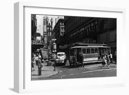 View of a Cable Car on Powell and Market Streets - San Francisco, CA-Lantern Press-Framed Art Print