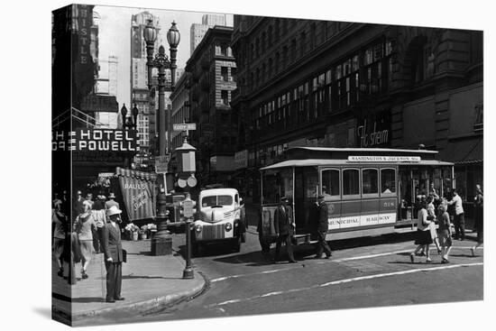 View of a Cable Car on Powell and Market Streets - San Francisco, CA-Lantern Press-Stretched Canvas