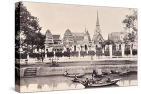 View of a Canal in Bangkok, C.1890-Robert Lenz-Stretched Canvas