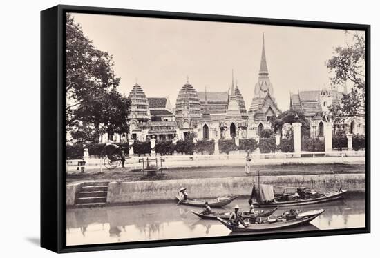 View of a Canal in Bangkok, C.1890-Robert Lenz-Framed Stretched Canvas