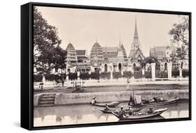 View of a Canal in Bangkok, C.1890-Robert Lenz-Framed Stretched Canvas