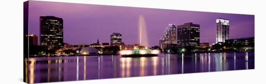 View of a City Skyline at Night, Orlando, Florida, USA-null-Stretched Canvas