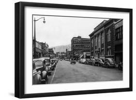 View of a City Street Scene - Lewiston, ID-Lantern Press-Framed Art Print