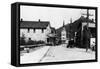 View of a City Street - Sitka, AK-Lantern Press-Framed Stretched Canvas