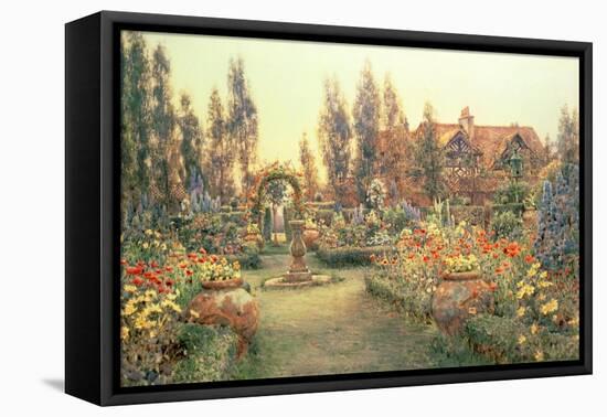 View of a Country House and Garden-Ernest Arthur Rowe-Framed Stretched Canvas