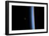 View of a Crescent Moon Rising and the Cusp of Earth's Atmosphere-null-Framed Photographic Print