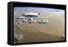 View of a Dust Storm That Stretches across the Sand Seas of the Sahara Desert-null-Framed Stretched Canvas