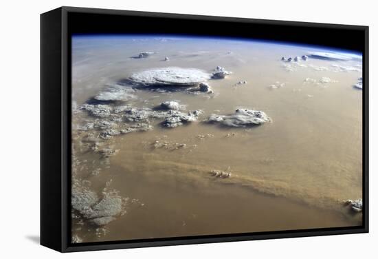 View of a Dust Storm That Stretches across the Sand Seas of the Sahara Desert-null-Framed Stretched Canvas