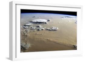 View of a Dust Storm That Stretches across the Sand Seas of the Sahara Desert-null-Framed Photographic Print