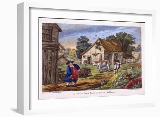 View of a Farmyard in Hendon, in the London Borough of Barnet, C1795-null-Framed Giclee Print