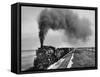 View of a Freight Train Crossing an Open Prairie-Thomas D^ Mcavoy-Framed Stretched Canvas