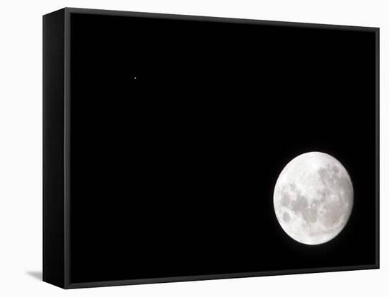 View of a Full Moon, Also Shows Mars, Which Appears as a Small Dot-Stocktrek Images-Framed Stretched Canvas