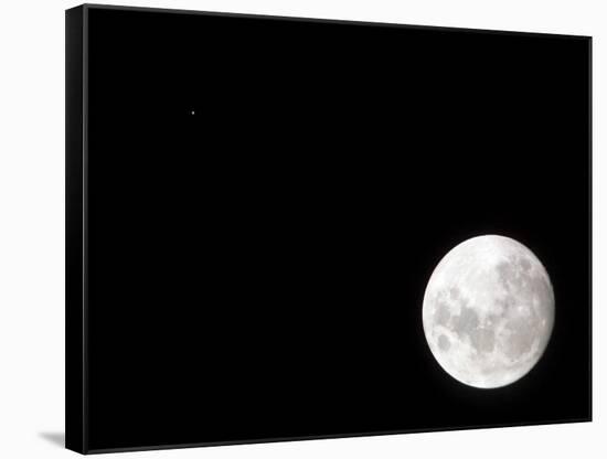 View of a Full Moon, Also Shows Mars, Which Appears as a Small Dot-Stocktrek Images-Framed Stretched Canvas
