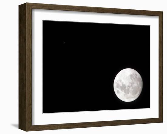 View of a Full Moon, Also Shows Mars, Which Appears as a Small Dot-Stocktrek Images-Framed Premium Photographic Print