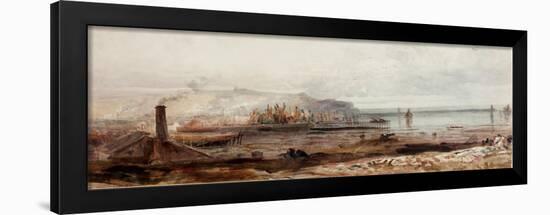 View of a Harbour (B/C, Pencil & W/C on Paper)-Peter De Wint-Framed Giclee Print