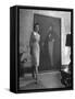 View of a Harper and Vogue Model in Designer Clothes-Nina Leen-Framed Stretched Canvas