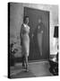 View of a Harper and Vogue Model in Designer Clothes-Nina Leen-Stretched Canvas