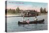 View of a House Boat on the Lake - Coeur d'Alene, ID-Lantern Press-Stretched Canvas