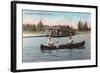 View of a House Boat on the Lake - Coeur d'Alene, ID-Lantern Press-Framed Art Print