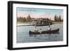 View of a House Boat on the Lake - Coeur d'Alene, ID-Lantern Press-Framed Art Print