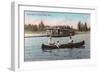 View of a House Boat on the Lake - Coeur d'Alene, ID-Lantern Press-Framed Art Print