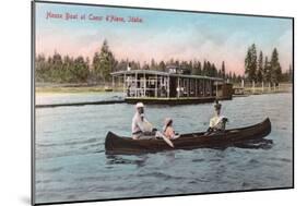 View of a House Boat on the Lake - Coeur d'Alene, ID-Lantern Press-Mounted Art Print