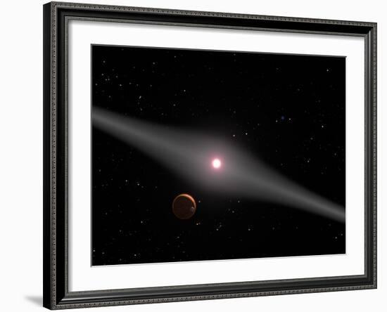 View of a Hypothetical Terrestrial Planet and Moon Orbiting the Red Dwarf Star Au Microscopii-Stocktrek Images-Framed Photographic Print