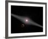 View of a Hypothetical Terrestrial Planet and Moon Orbiting the Red Dwarf Star Au Microscopii-Stocktrek Images-Framed Photographic Print