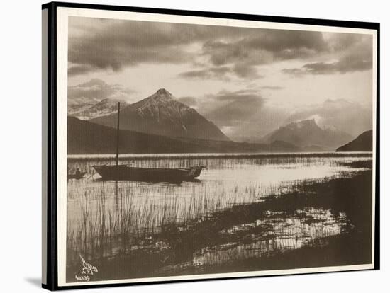 View of a Lake and a Boat During the Construction of the Panama Canal, 1912 or 1913-Byron Company-Stretched Canvas