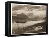 View of a Lake and a Boat During the Construction of the Panama Canal, 1912 or 1913-Byron Company-Framed Stretched Canvas