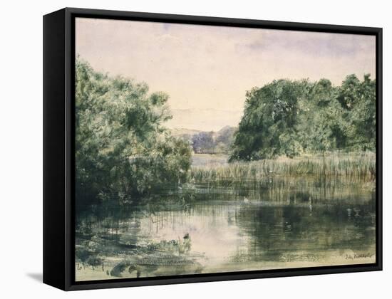 View of a Lake with Trees, 1857-John William Inchbold-Framed Stretched Canvas