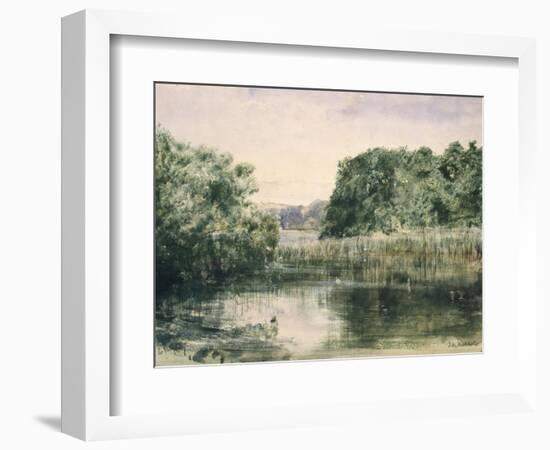 View of a Lake with Trees, 1857-John William Inchbold-Framed Giclee Print