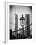 View of a Lamppost on the Brooklyn Bridge with One World Trade Center-Philippe Hugonnard-Framed Photographic Print