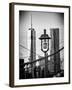 View of a Lamppost on the Brooklyn Bridge with One World Trade Center-Philippe Hugonnard-Framed Photographic Print