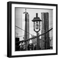 View of a Lamppost on the Brooklyn Bridge with One World Trade Center-Philippe Hugonnard-Framed Photographic Print