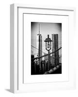 View of a Lamppost on the Brooklyn Bridge with One World Trade Center-Philippe Hugonnard-Framed Art Print