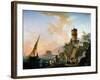 View of a Mediterranean Port-Charles Francois Lacroix de Marseille-Framed Giclee Print