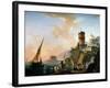 View of a Mediterranean Port-Charles Francois Lacroix de Marseille-Framed Giclee Print