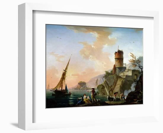 View of a Mediterranean Port-Charles Francois Lacroix de Marseille-Framed Giclee Print