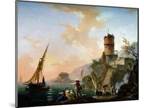 View of a Mediterranean Port-Charles Francois Lacroix de Marseille-Mounted Giclee Print