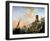 View of a Mediterranean Port-Charles Francois Lacroix de Marseille-Framed Giclee Print