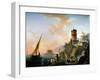View of a Mediterranean Port-Charles Francois Lacroix de Marseille-Framed Giclee Print
