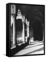 View of a Monk Walking the Grounds of a Church in Milan-Carl Mydans-Framed Stretched Canvas