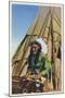 View of a Native American outside of Teepee-Lantern Press-Mounted Art Print